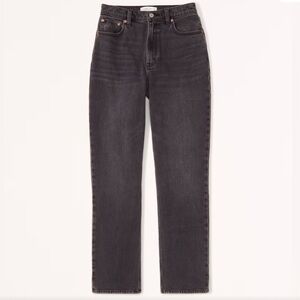 Abercrombie & Fitch Curve Love 90s Straight Ultra High Rise Black Jeans